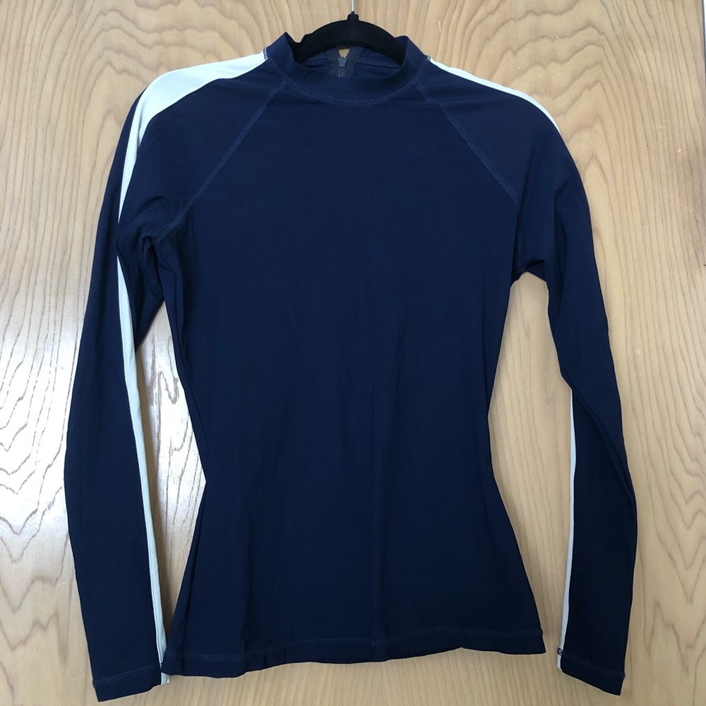 J. Crew | Rash Guard with Side Stripes Blue/White Size Small